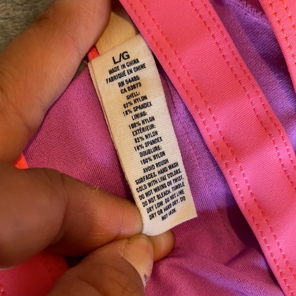 AE bandeau swim top two tone pink pullover padded - Picture 5 of 6